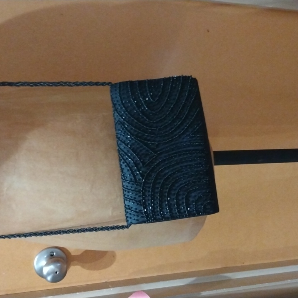 regalia black on black beaded purse